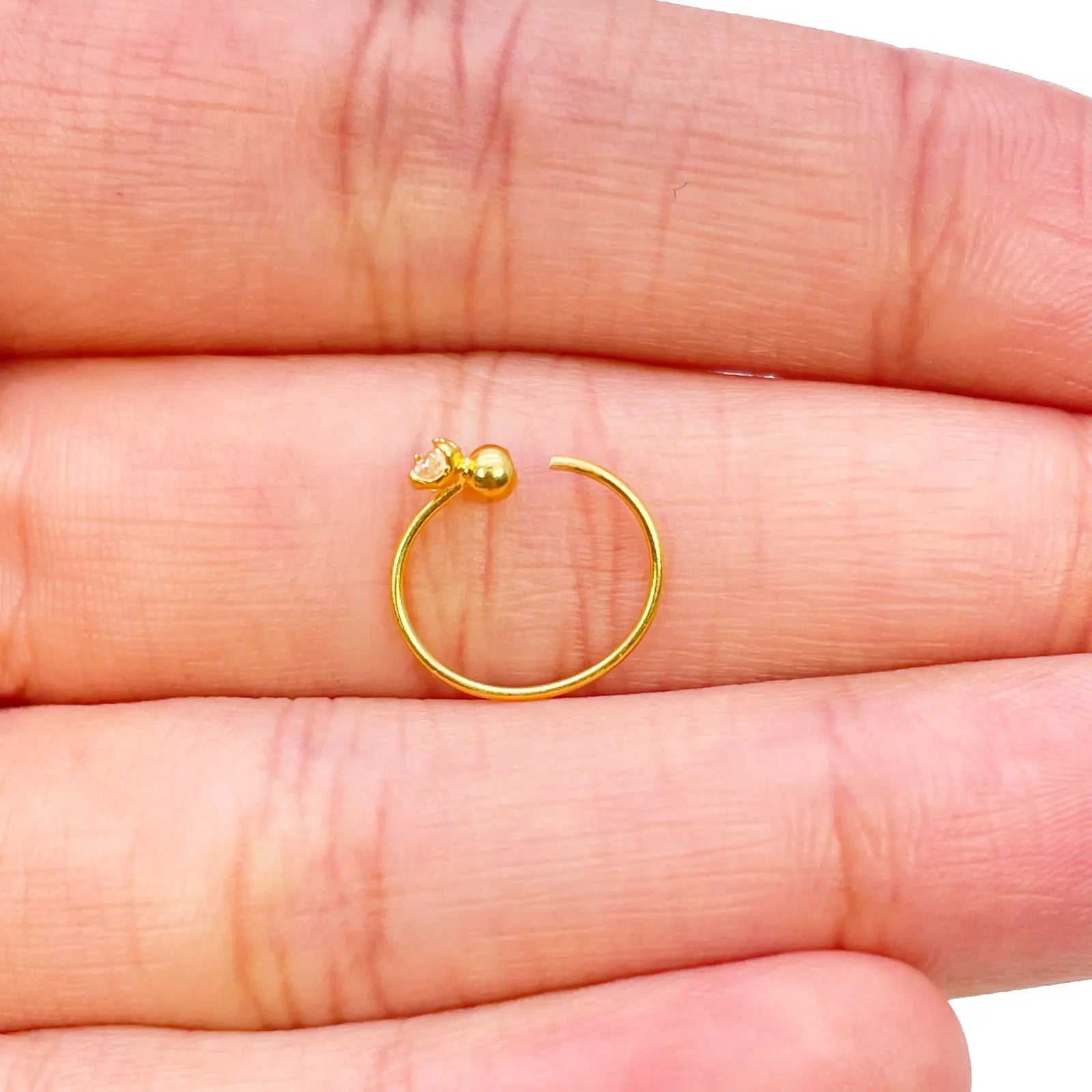 22ct Yellow Gold Beautiful Tiny Hoop Huggie Nose Hoop Huggie Ring 8.8mm 