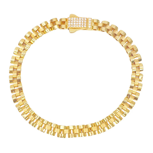 22ct Yellow Gold Brick link Presidential Bracelet 8 Inches 6mm width 