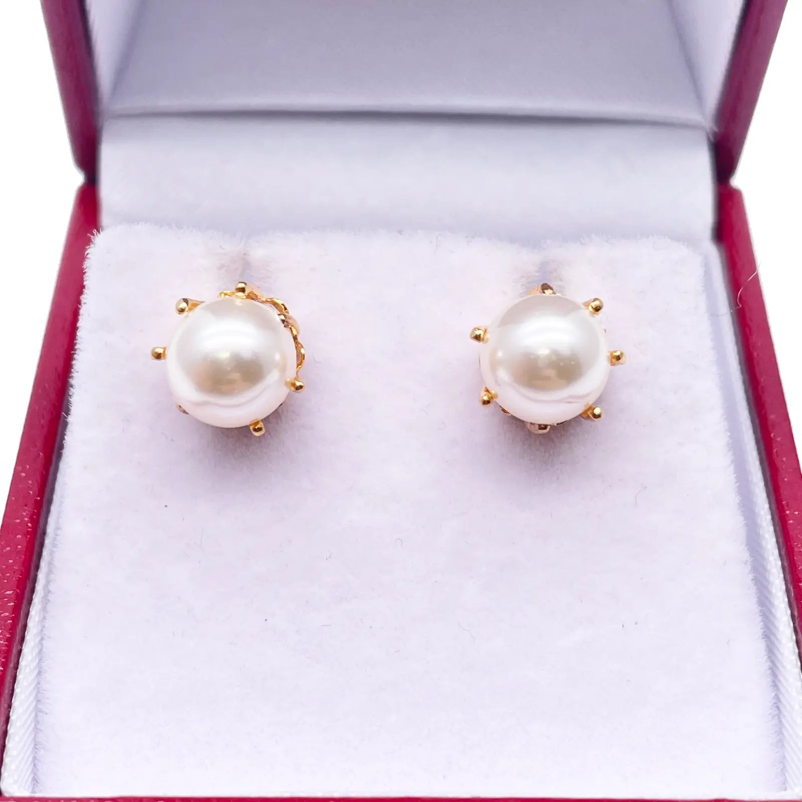 22ct Yellow Gold Claw Set Pearl Earrings 