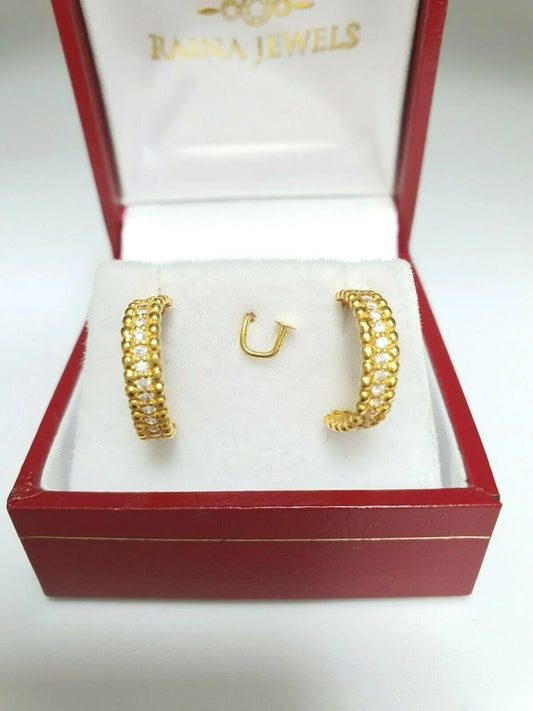 22ct Yellow Gold Cubic Zirconia Earrings Claw Set 