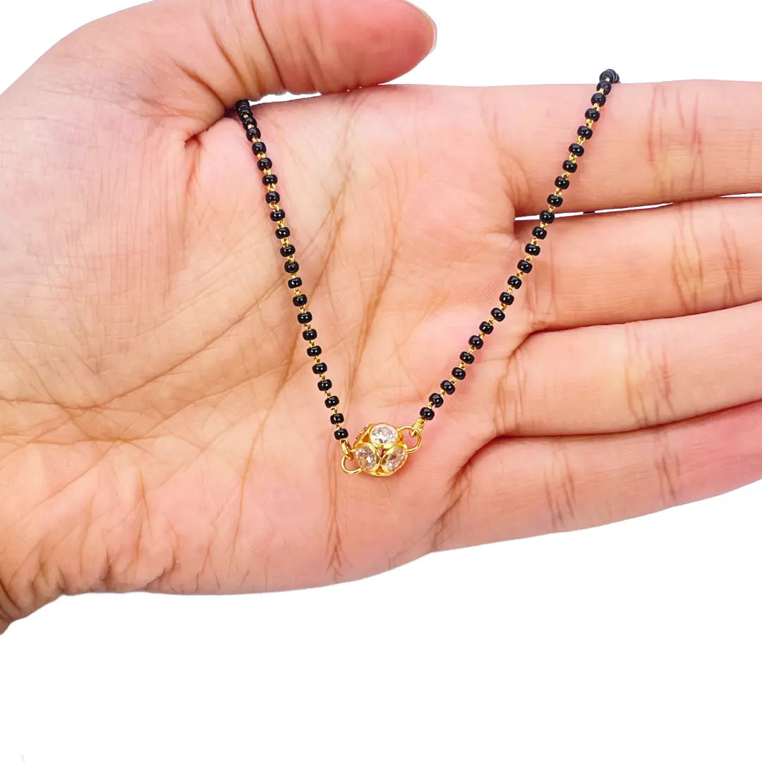 22ct Yellow Gold Cubic Zirconia Sparkly Ball Mangalsutra 16 inches 5.8gm  Mangalsutra Chains