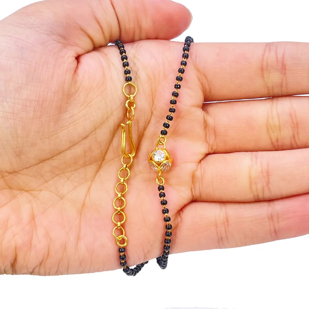 22ct Yellow Gold Cubic Zirconia Sparkly Ball Mangalsutra 16 inches 5.8gm  Mangalsutra Chains