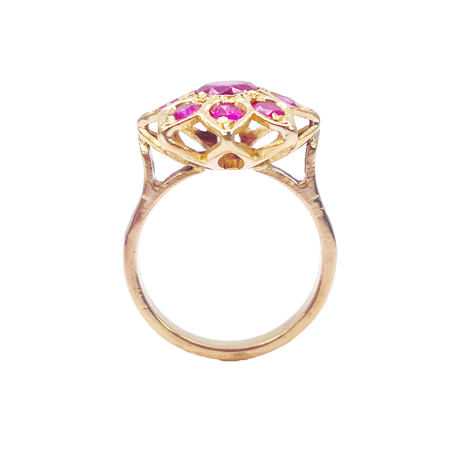 22ct Yellow Gold Cubic Zirconia Vintage Design Flower Cocktail Ring 16.3mm Width 