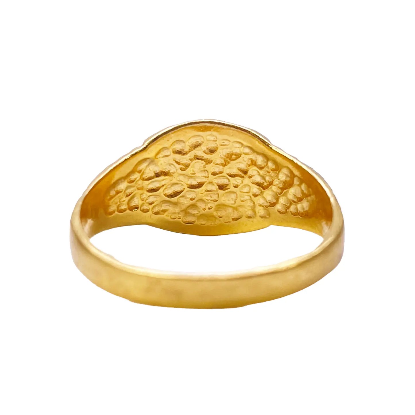22ct Yellow Gold Diamond Cut High Polished & Textured Mens Signet Ring 
