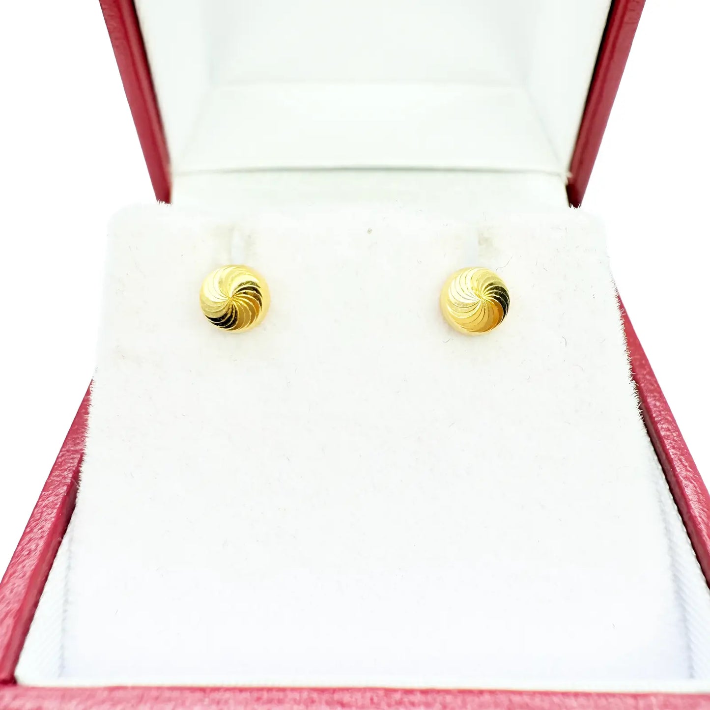 22ct Yellow Gold Diamond Cut Swirl Children's Stud Earrings Screw Back, 4.8mm 