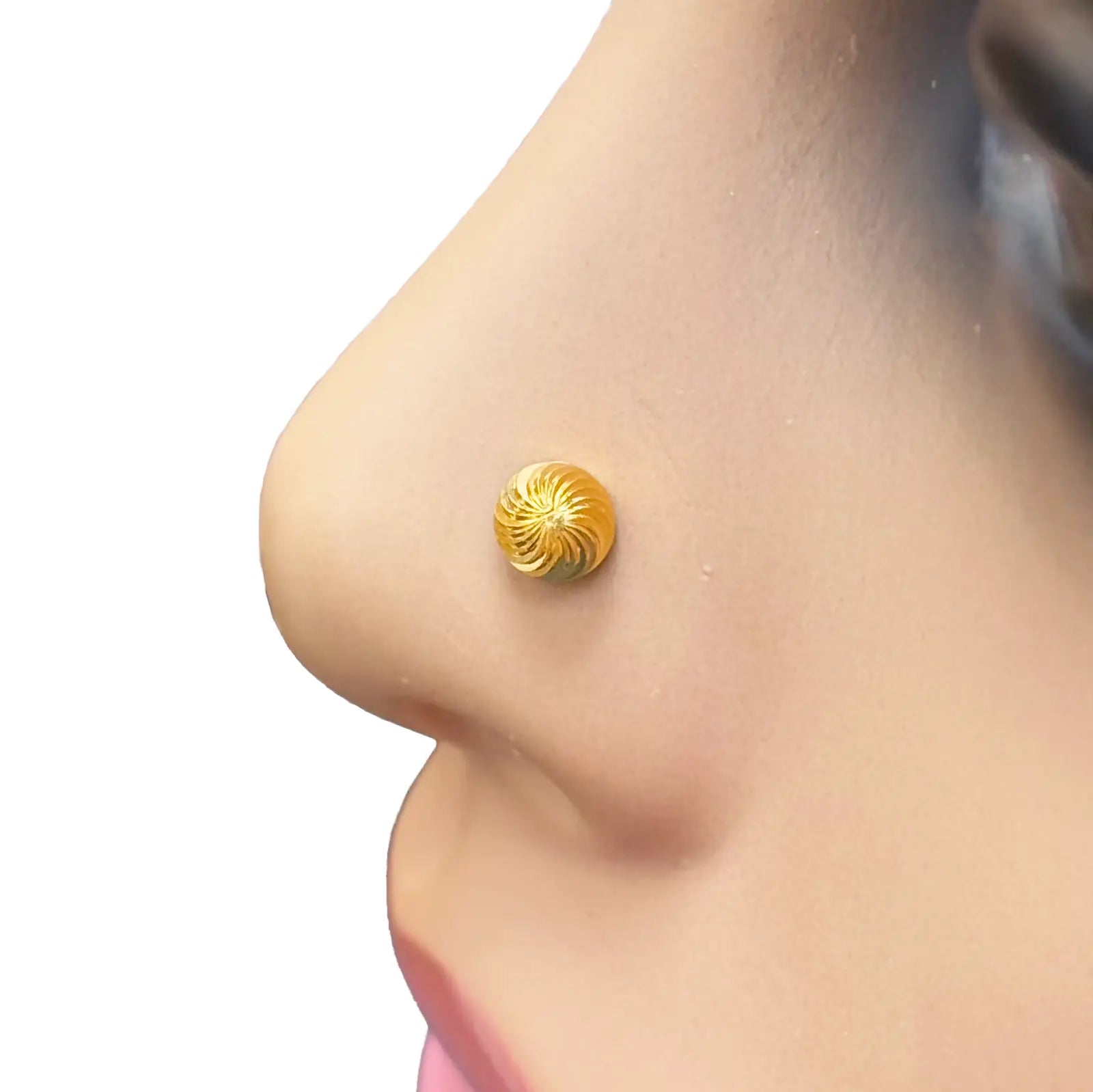 22ct Yellow Gold Diamond Cut Swirl For Nose Stud/Pin, Tragus & Helix 4.8mm Width 
