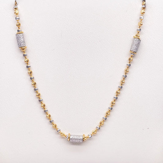 22ct Yellow Gold Fancy Diamond Cut & Sparkly  Beaded Chain Necklace 22Inches 