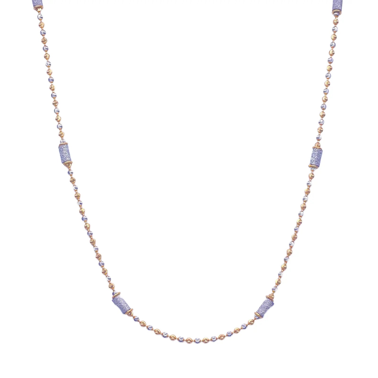 22ct Yellow Gold Fancy Diamond Cut & Sparkly  Beaded Chain Necklace 22Inches 
