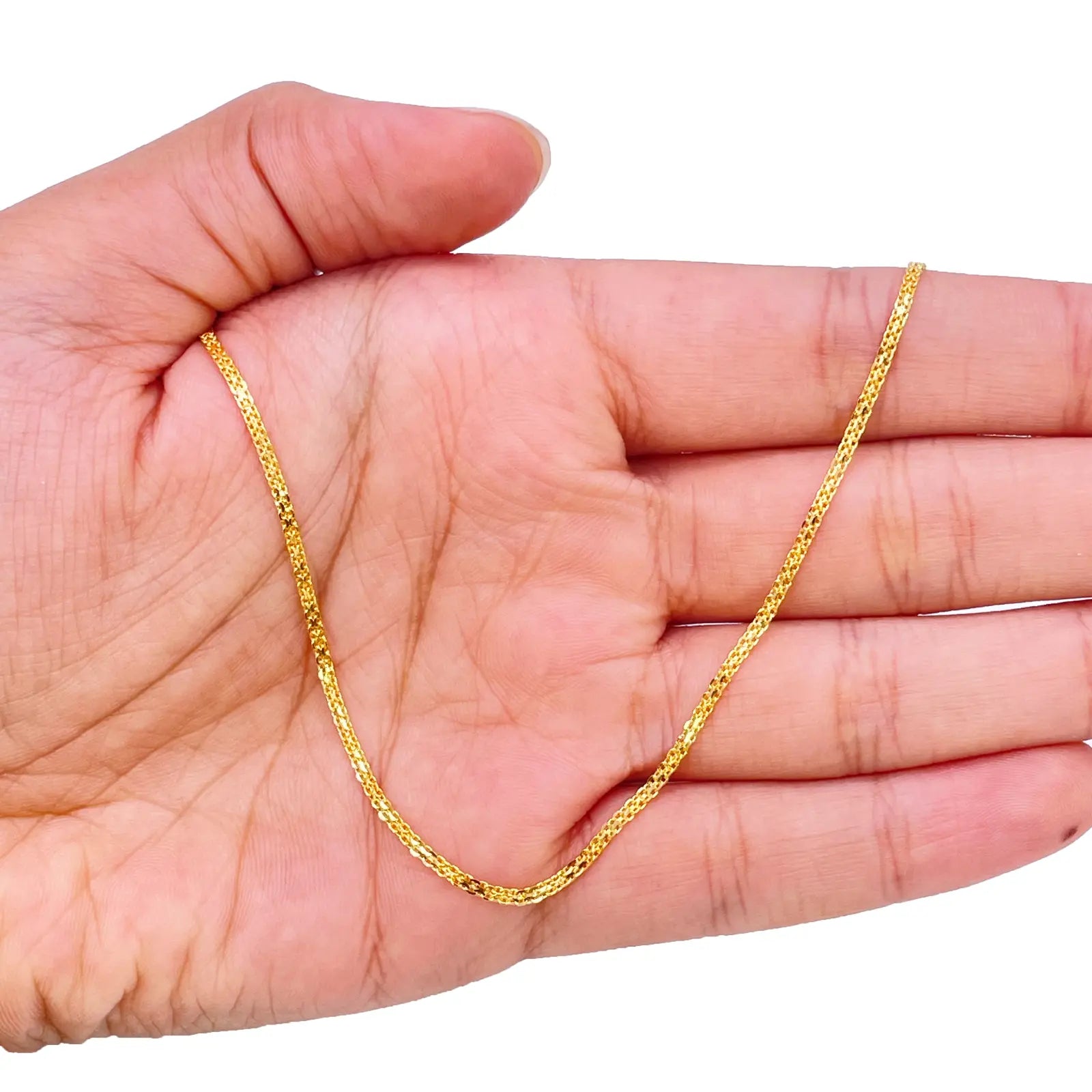 22ct Yellow Gold Fancy Flat Chain Necklace 18'' inch 1.5mm Width 