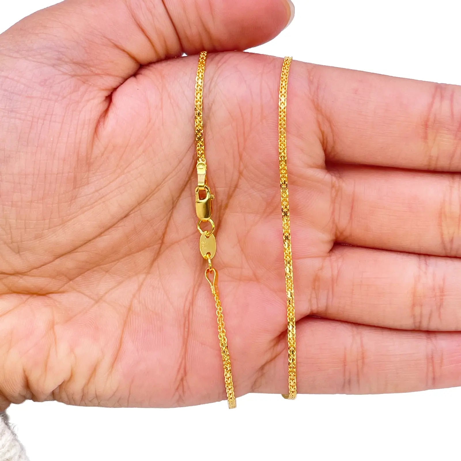 22ct Yellow Gold Fancy Flat Chain Necklace 18'' inch 1.5mm Width 