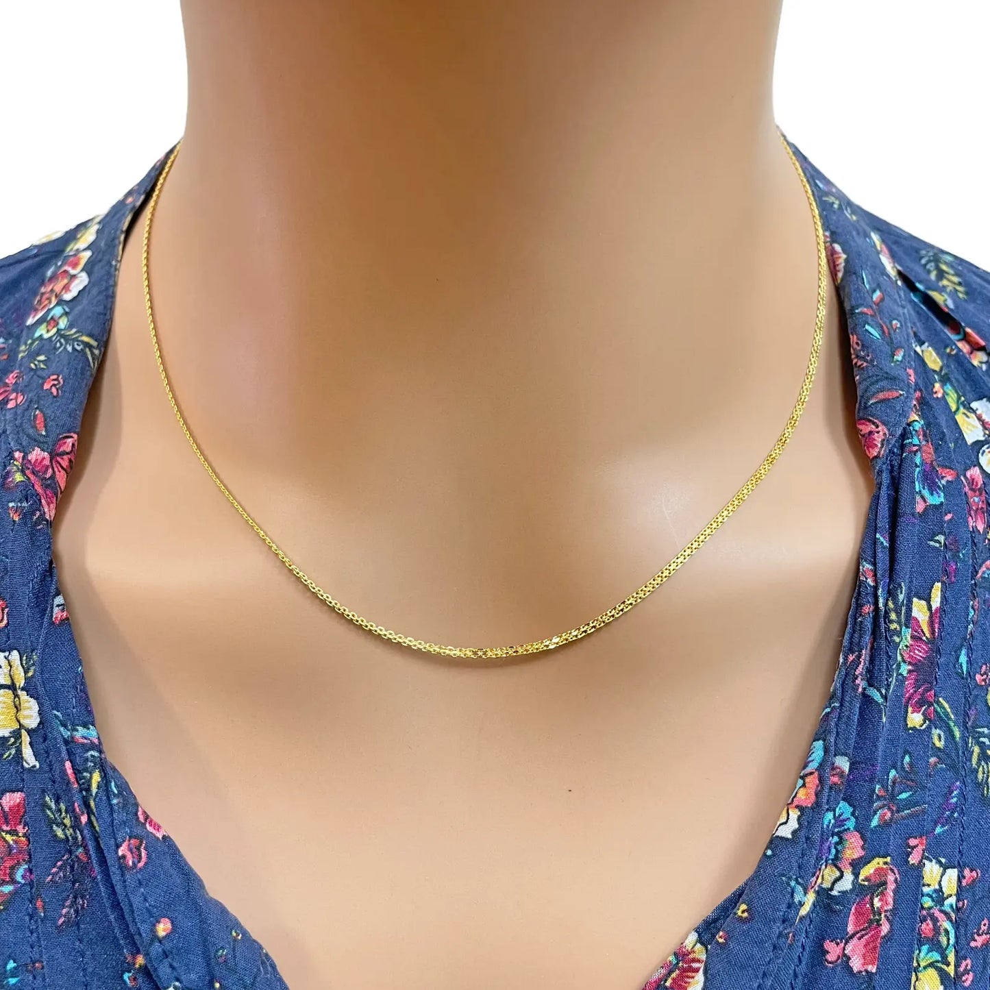 22ct Yellow Gold Fancy Flat Chain Necklace 18'' inch 1.5mm Width 