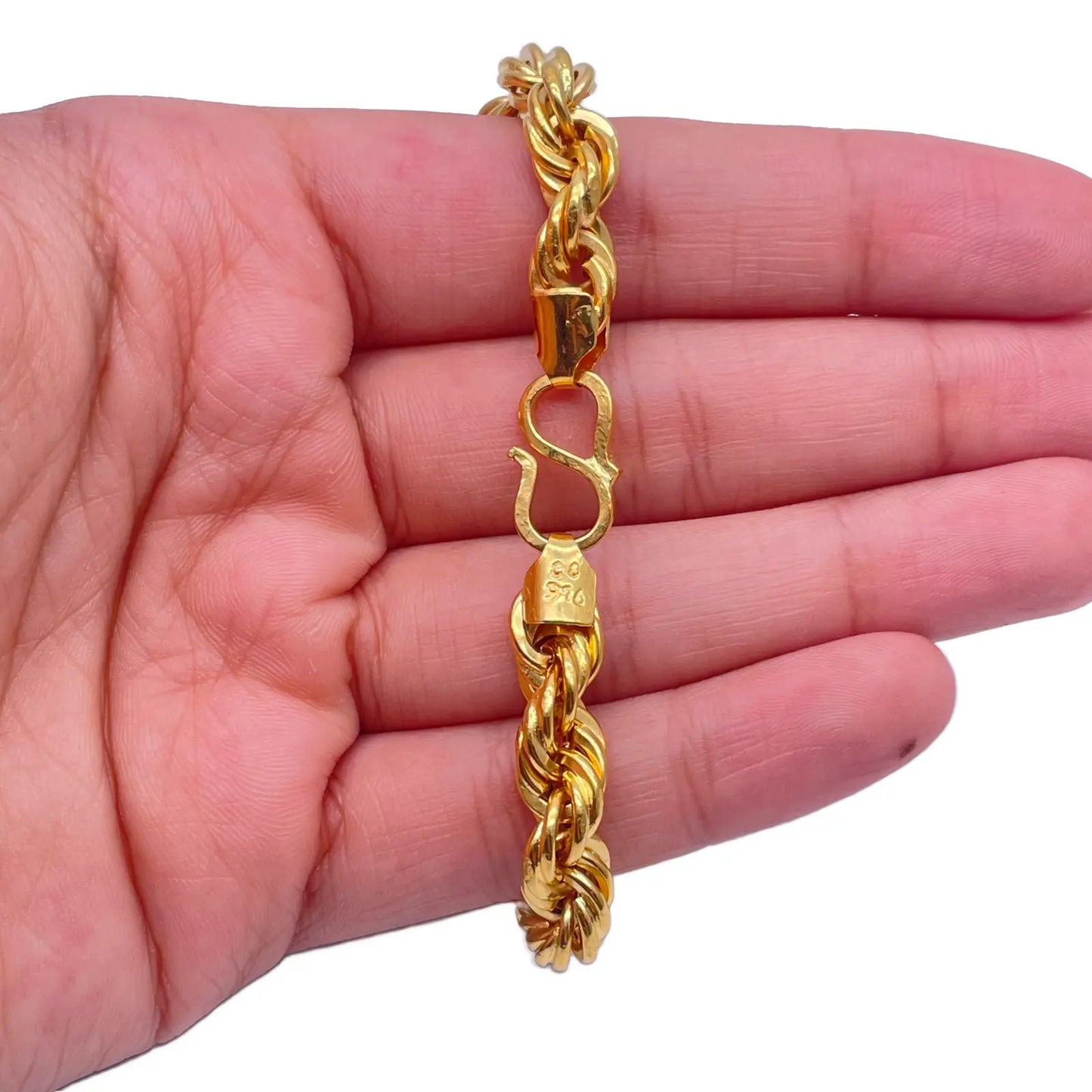 22ct Yellow Gold Fancy Hollow Twisted Rope Bracelet 7''inches 