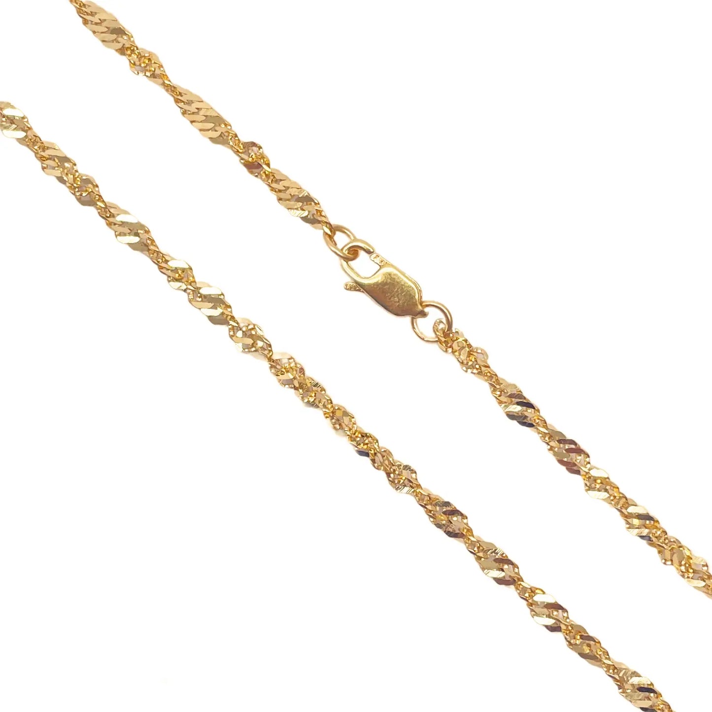 22ct Yellow Gold Fancy Twisted Ripple Chain Necklace 18 Inches 3mm Width