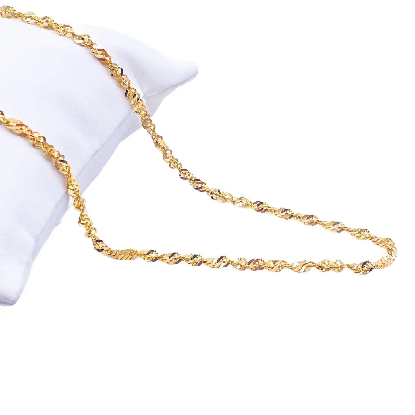 22ct Yellow Gold Fancy Twisted Ripple Chain Necklace 18 Inches 3mm Width