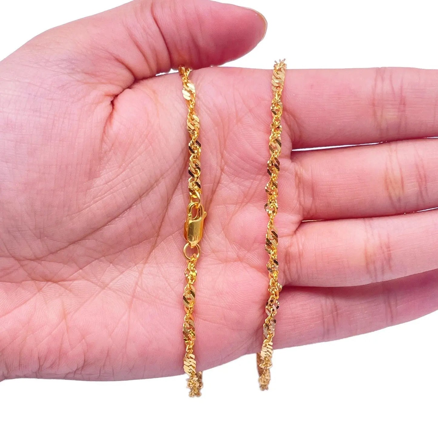 22ct Yellow Gold Fancy Twisted Ripple Chain Necklace 18 Inches 3mm Width