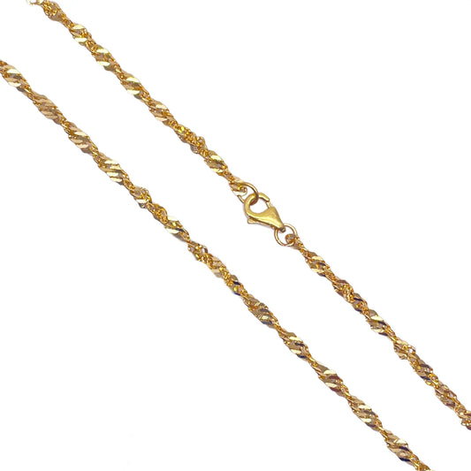 22ct Yellow Gold Fancy Twisted Ripple Chain Necklace 18''inches 2.4mm Width 