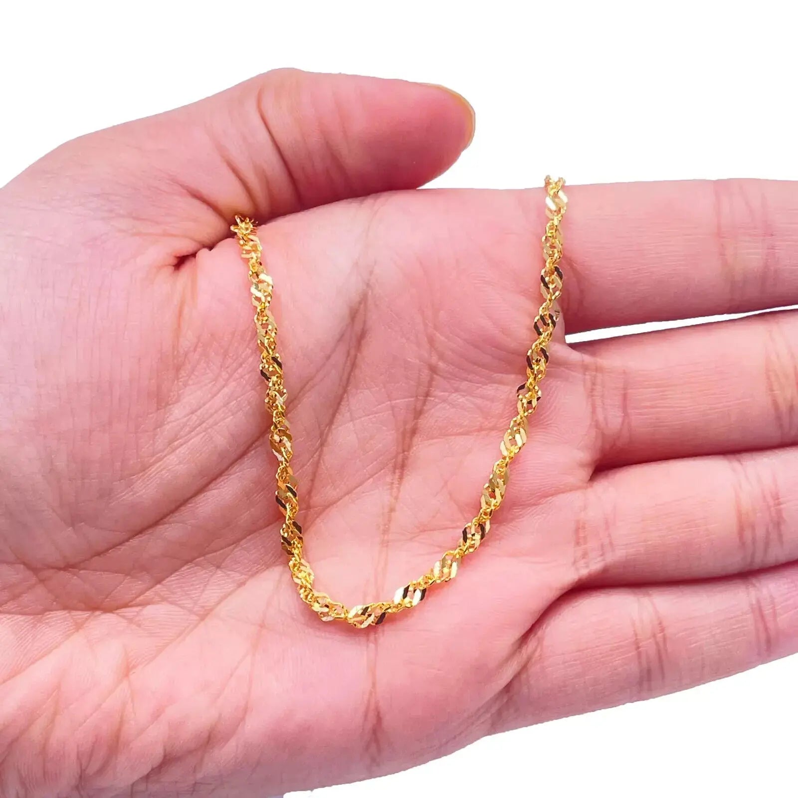 22ct Yellow Gold Fancy Twisted Ripple Chain Necklace 20 inches 2.8mm Width 