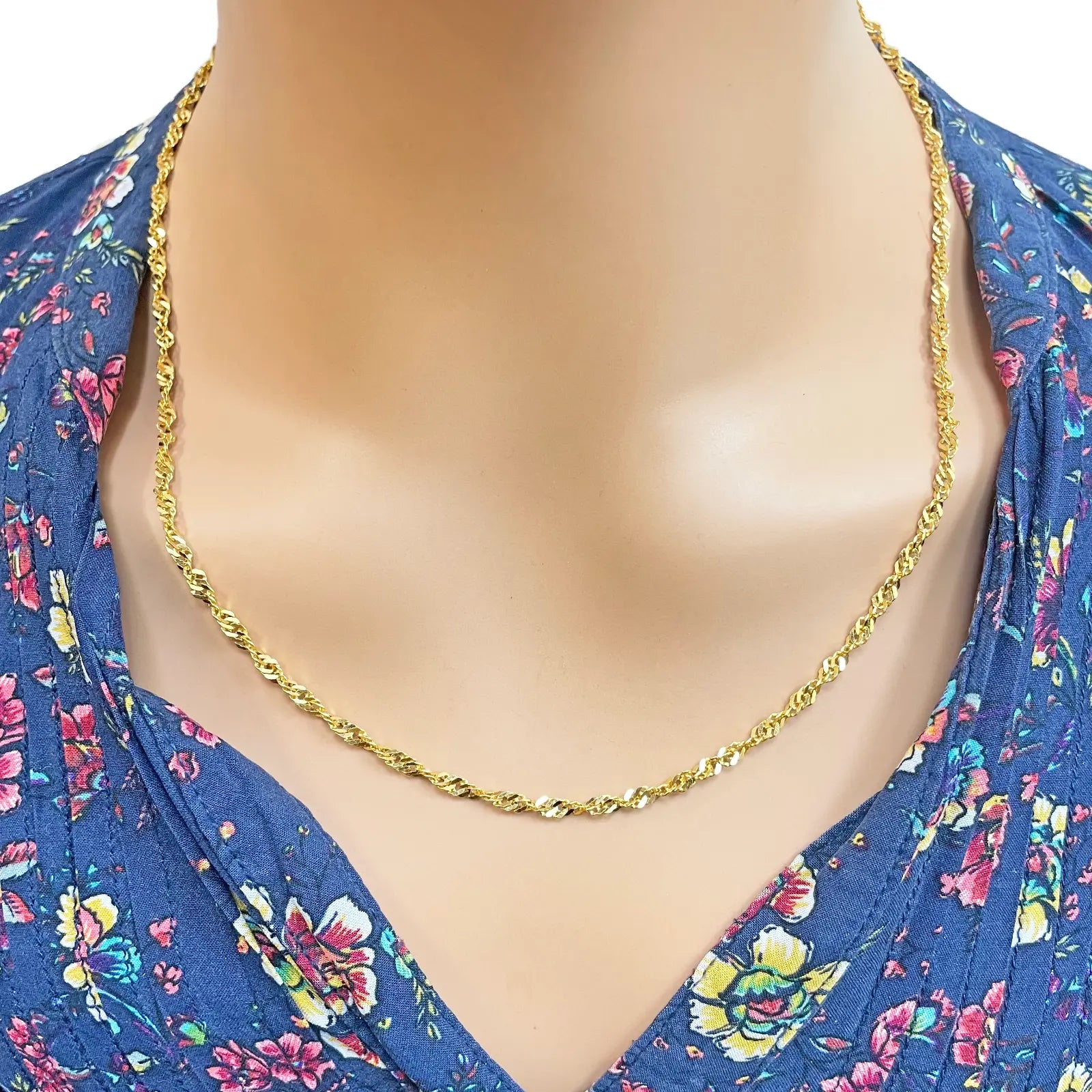 22ct Yellow Gold Fancy Twisted Ripple Chain Necklace 20 inches 2.8mm Width 
