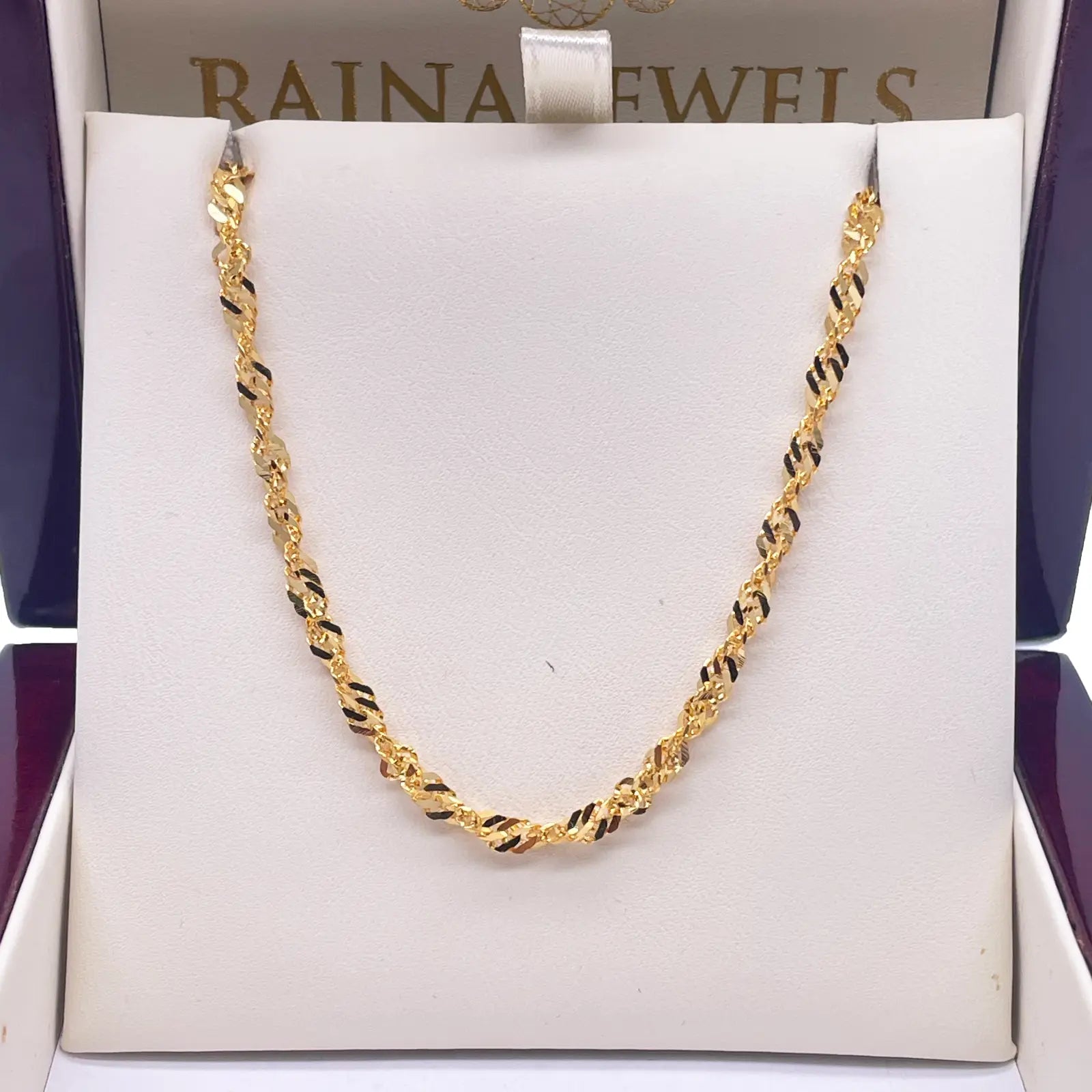 22ct Yellow Gold Fancy Twisted Ripple Chain Necklace 22 Inches 3mm Width  Diamond Bracelets