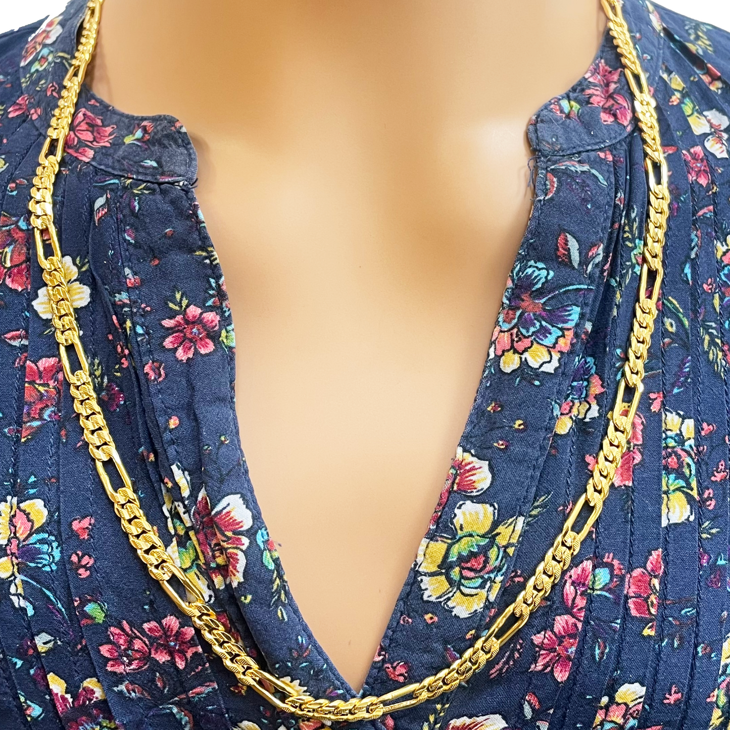 22ct Yellow Gold Figaro Men's Chain 24.4'' inches 5mm Width 