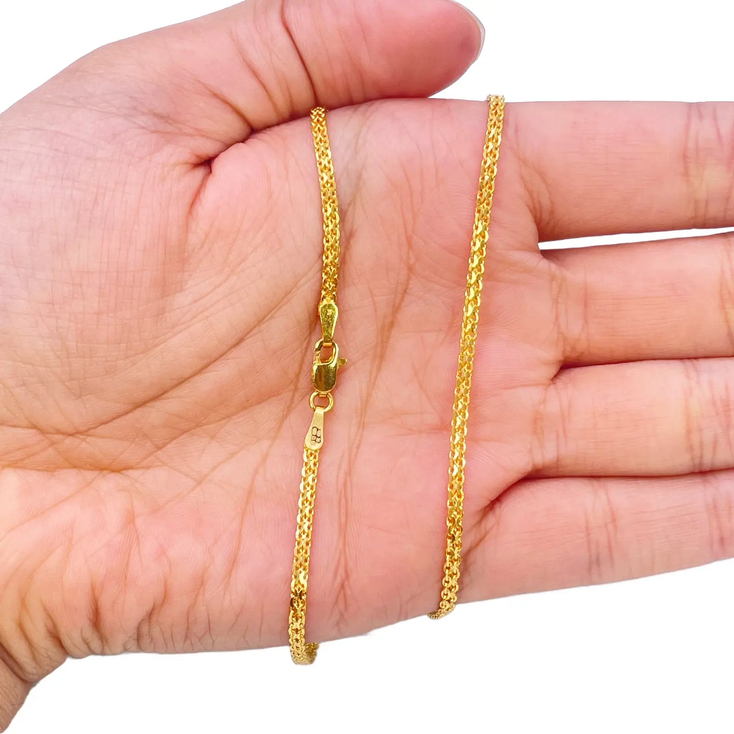 22ct Yellow Gold Flat Chain Necklace 18 inches 2 mm Width 