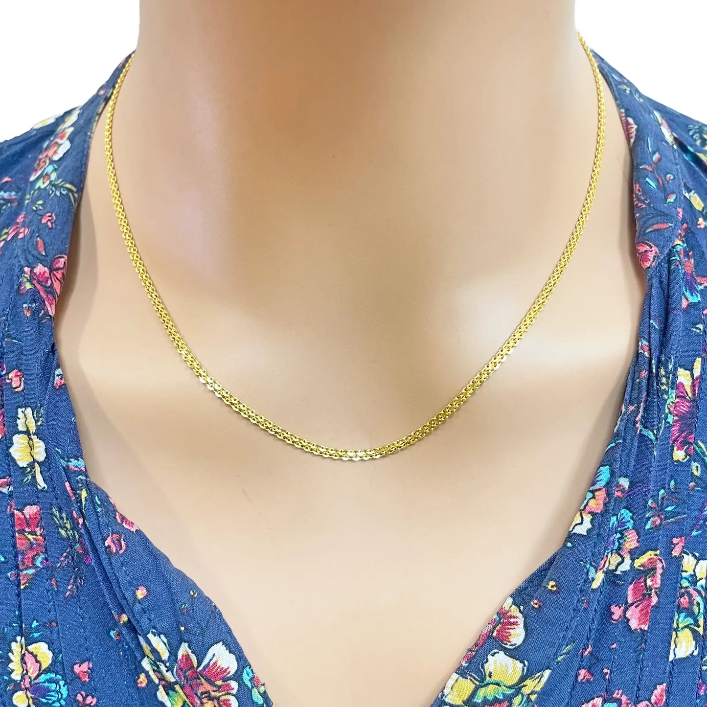 22ct Yellow Gold Flat Chain Necklace 18 inches 2 mm Width 