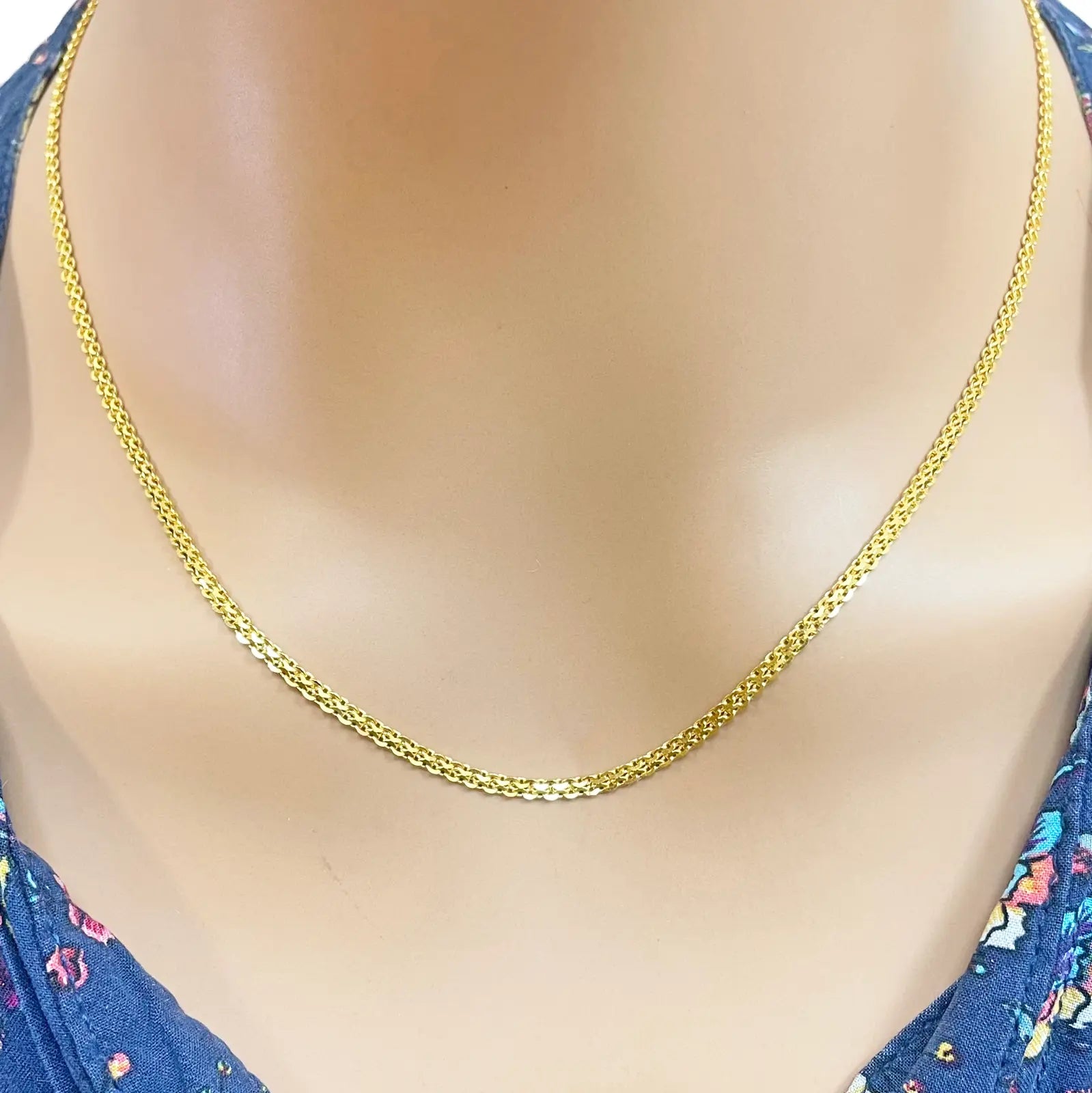 22ct Yellow Gold Flat Chain Necklace 18 inches 2 mm Width 