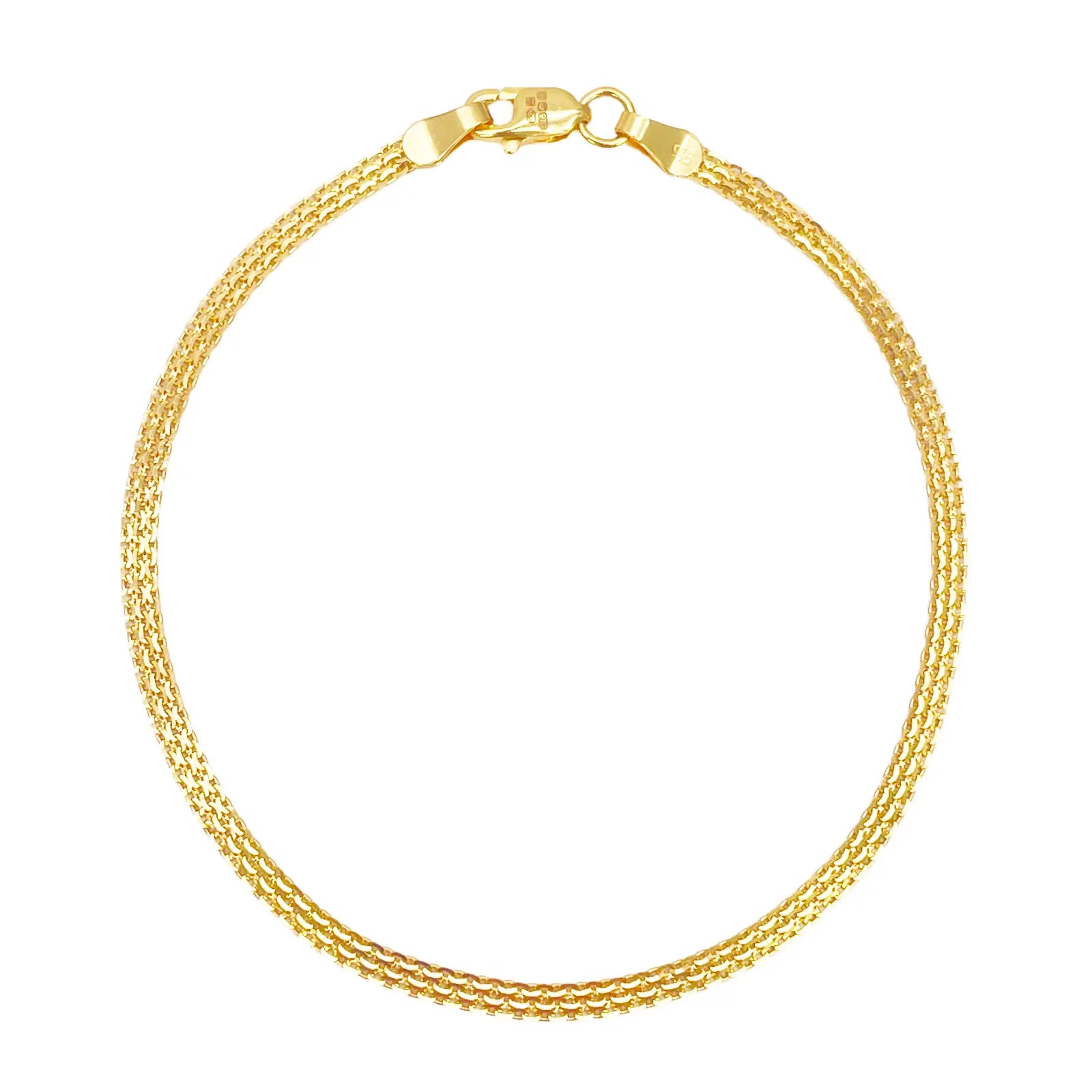 22ct Yellow Gold Flat High Polished Minimalist Bracelet 7 inches 2.3mm Wide 