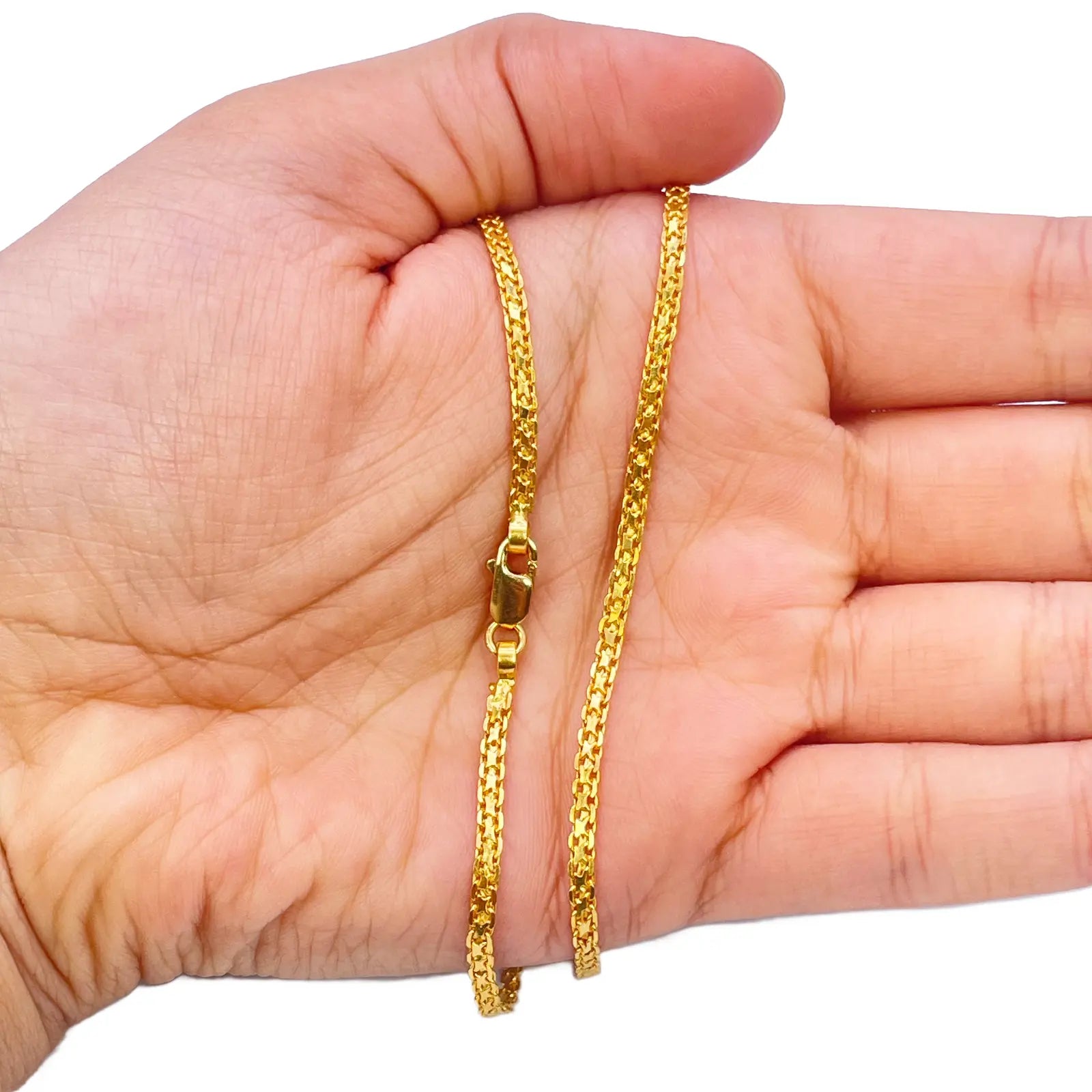 22ct Yellow Gold Flat Link Chain Necklace 19 Inches 2.4mm Width  Flat Chain