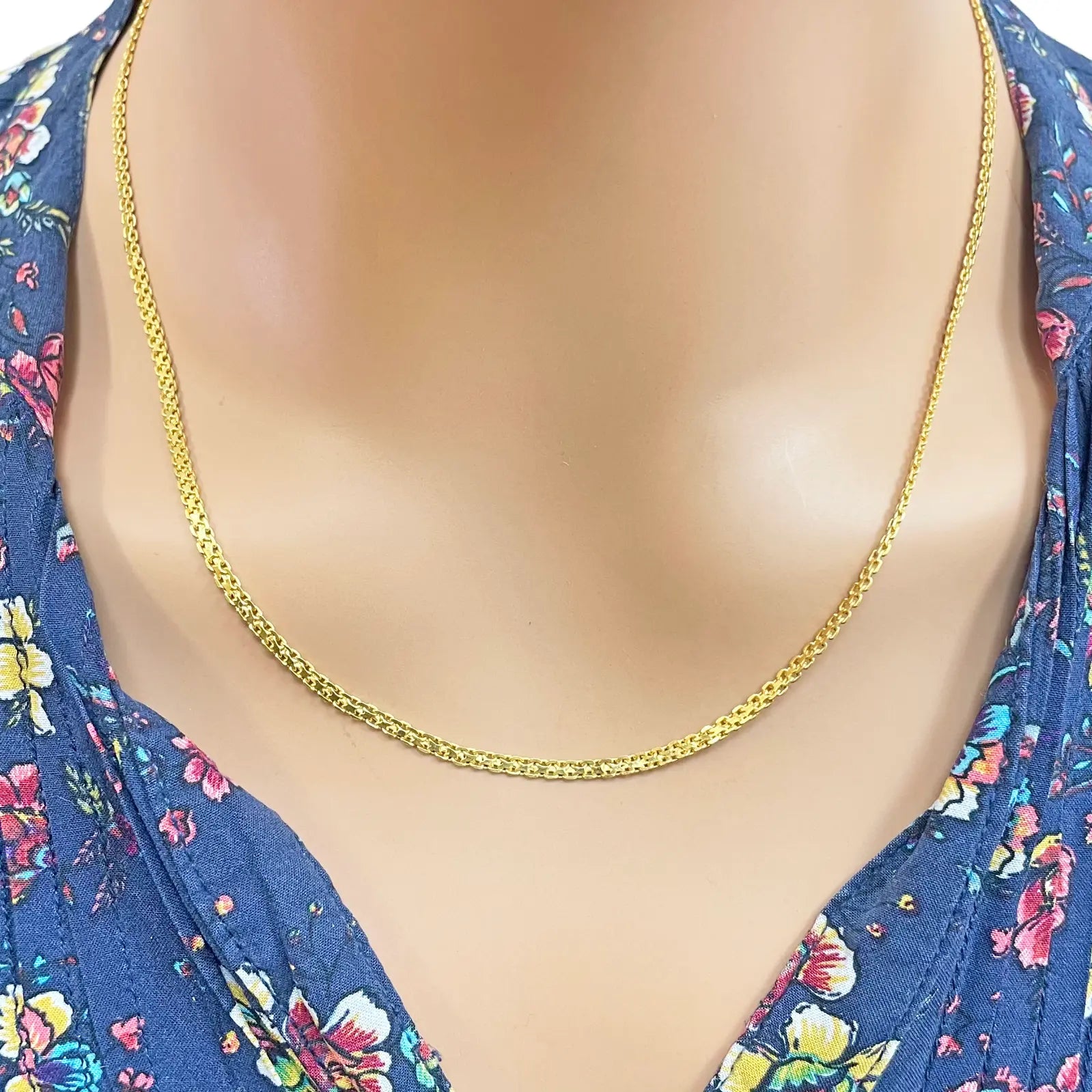 22ct Yellow Gold Flat Link Chain Necklace 19 Inches 2.4mm Width  Flat Chain
