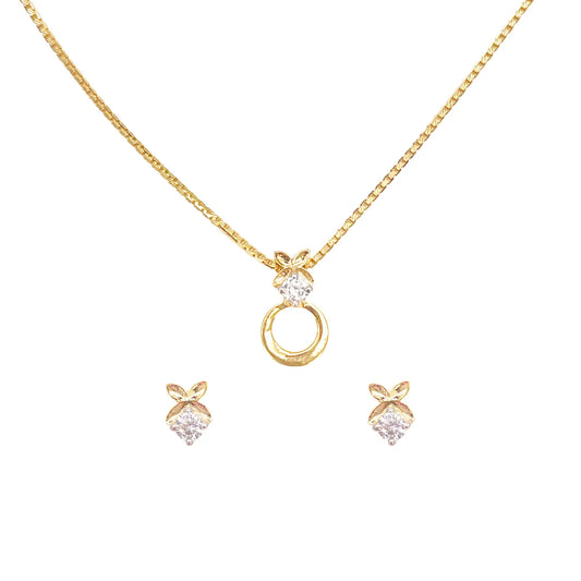 22ct Yellow Gold Floral Design 16.5 inch Necklace & Matching Stud Earrings Set 