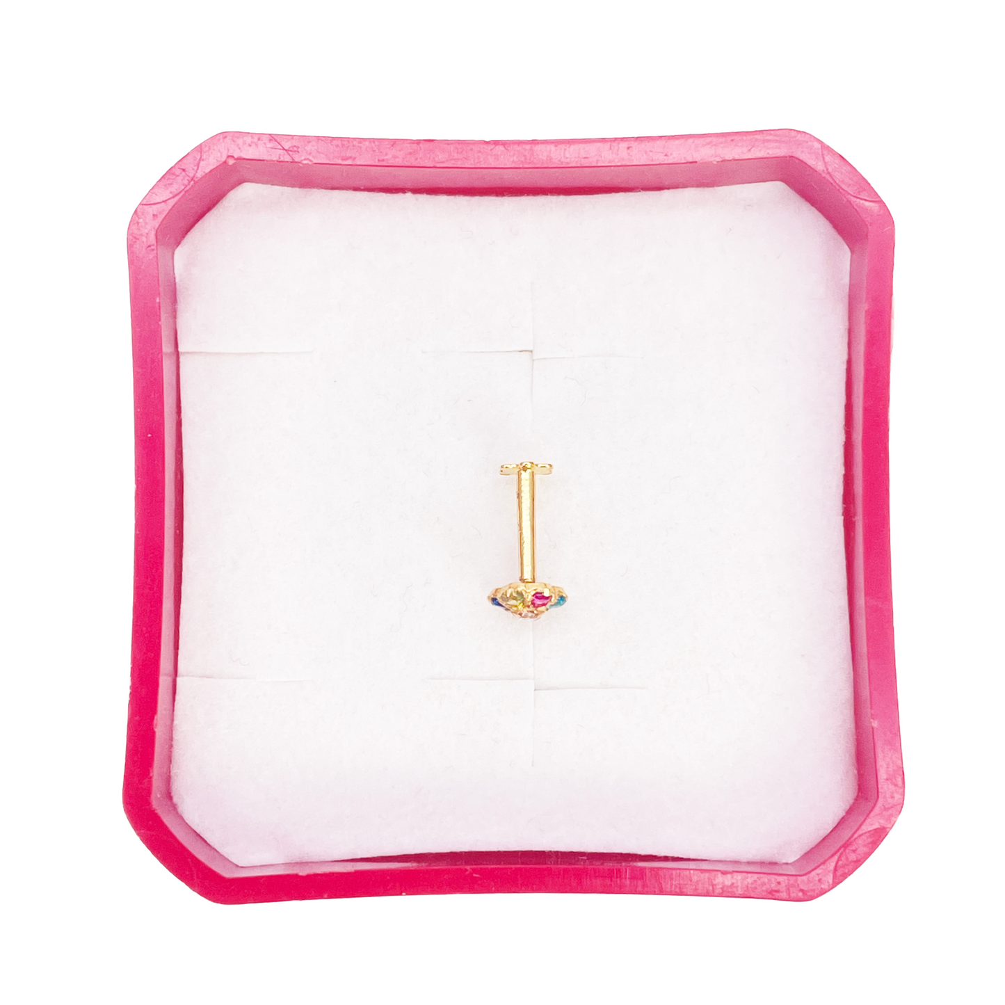 22ct Yellow Gold Floral Multicolour Stone Nose Pin/Stud 4 mm Width 