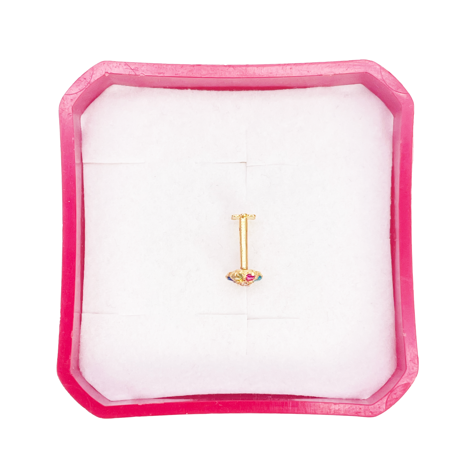 22ct Yellow Gold Floral Multicolour Stone Nose Pin/Stud 4 mm Width 