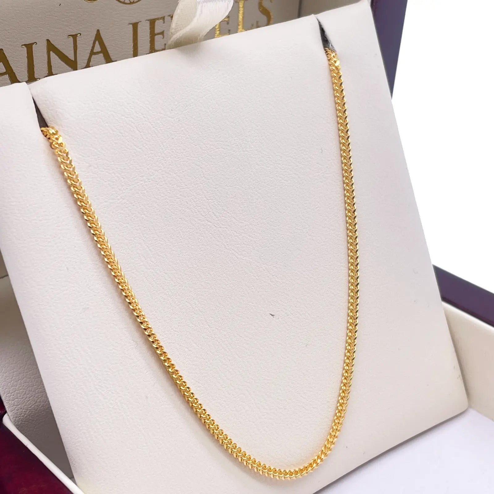 22ct Yellow Gold Foxtail Chain Necklace 16'' inches 1.6mm Width 