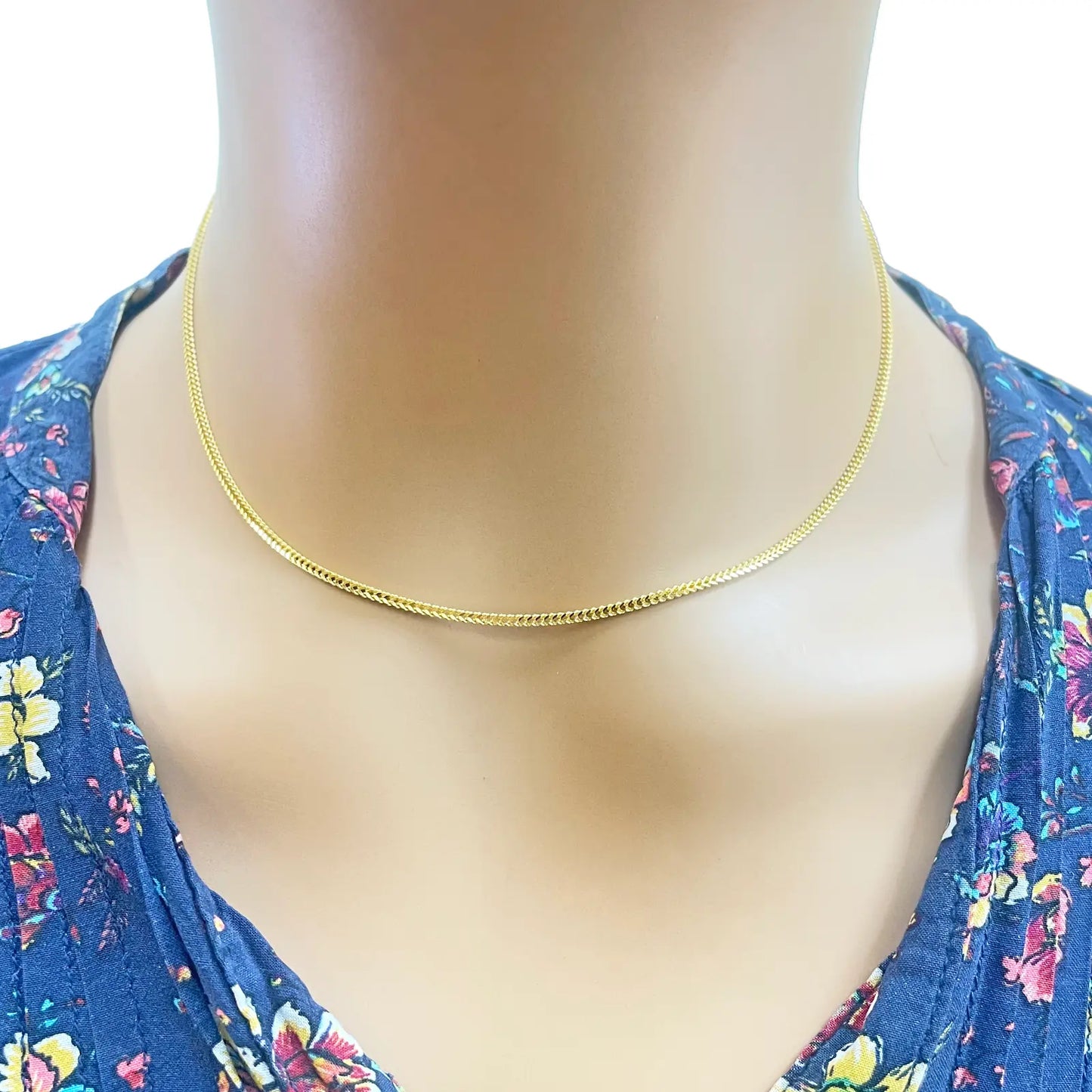 22ct Yellow Gold Foxtail Chain Necklace 16'' inches 1.6mm Width 