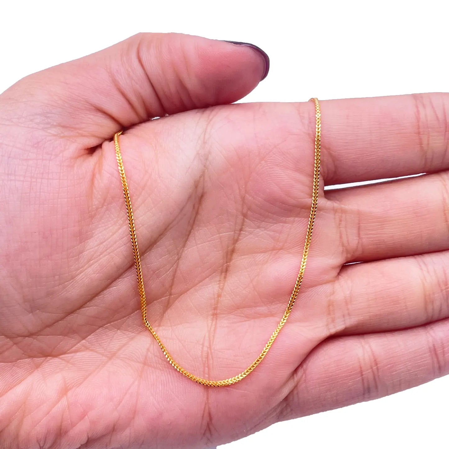 22ct Yellow Gold Foxtail Chain Necklace 16'' inches 1mm Width 