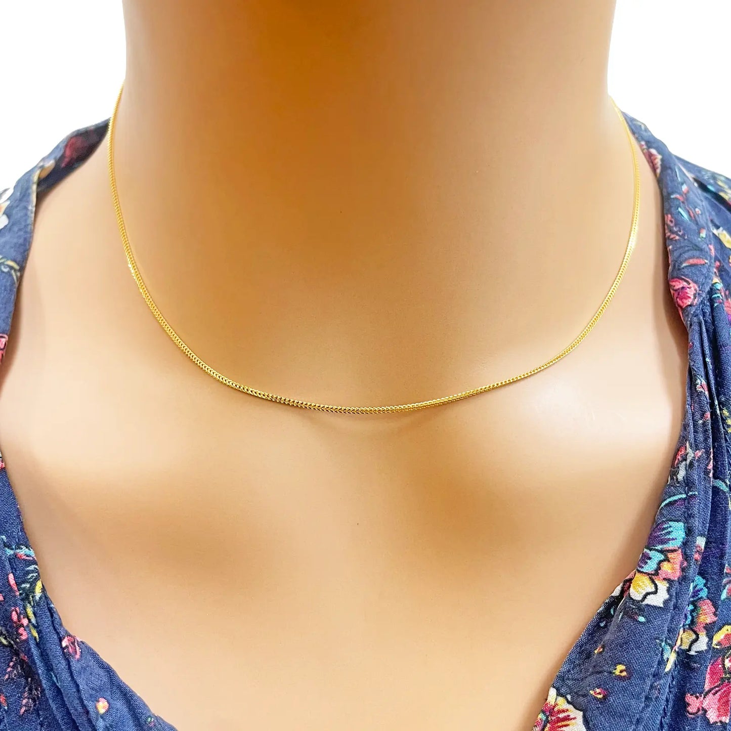 22ct Yellow Gold Foxtail Chain Necklace 16'' inches 1mm Width 