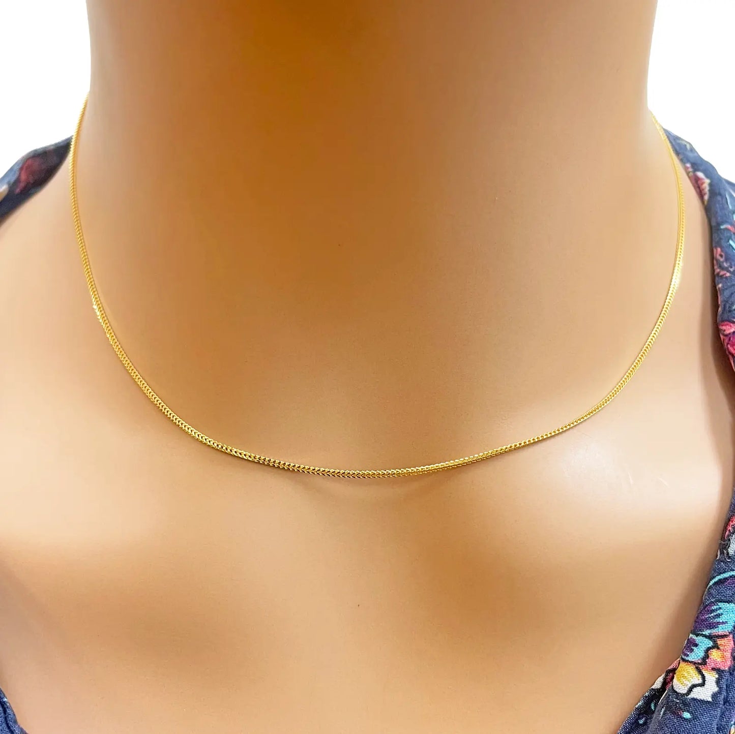 22ct Yellow Gold Foxtail Chain Necklace 16'' inches 1mm Width 