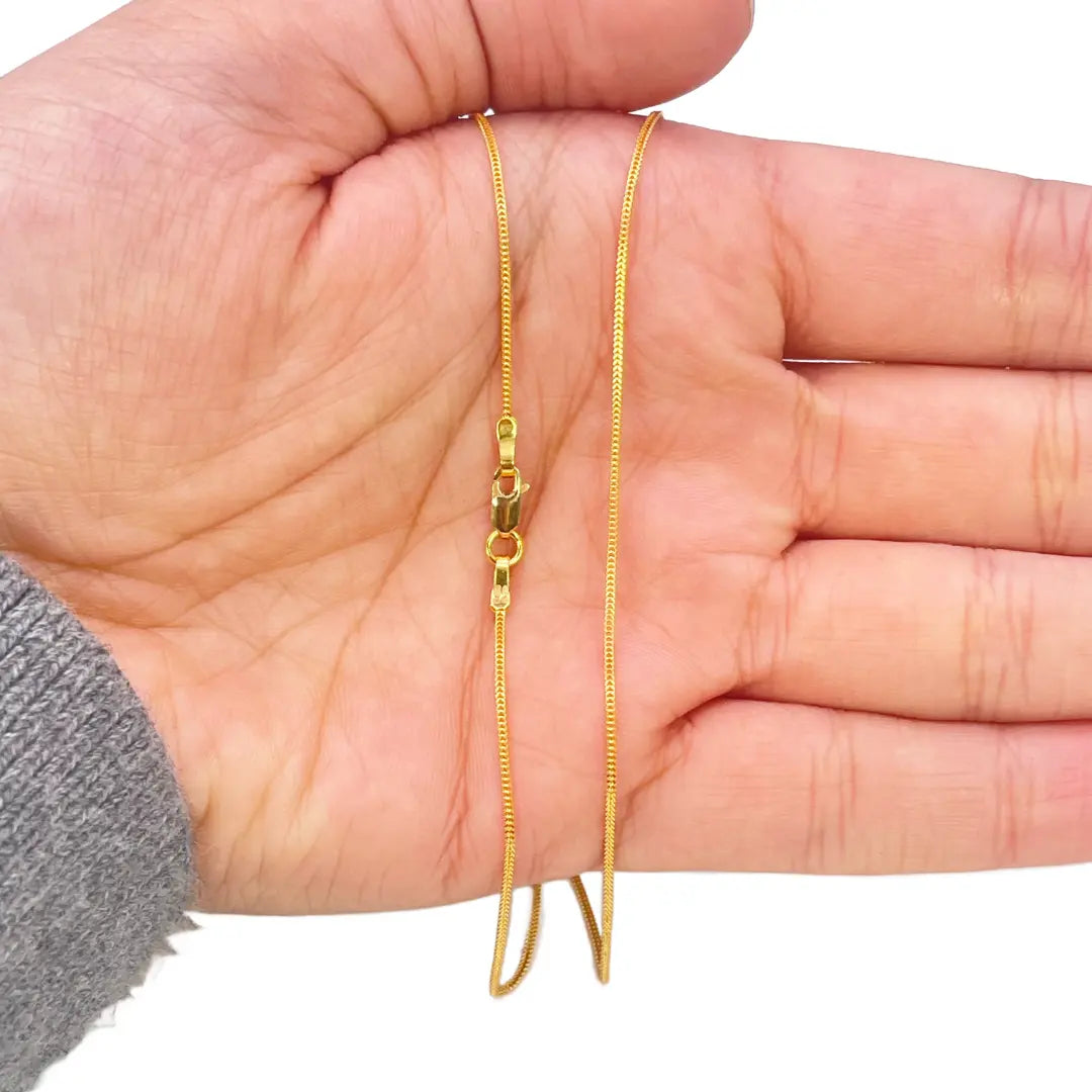 22ct Yellow Gold Foxtail Chain Necklace 18 Inches 0.8mm Width