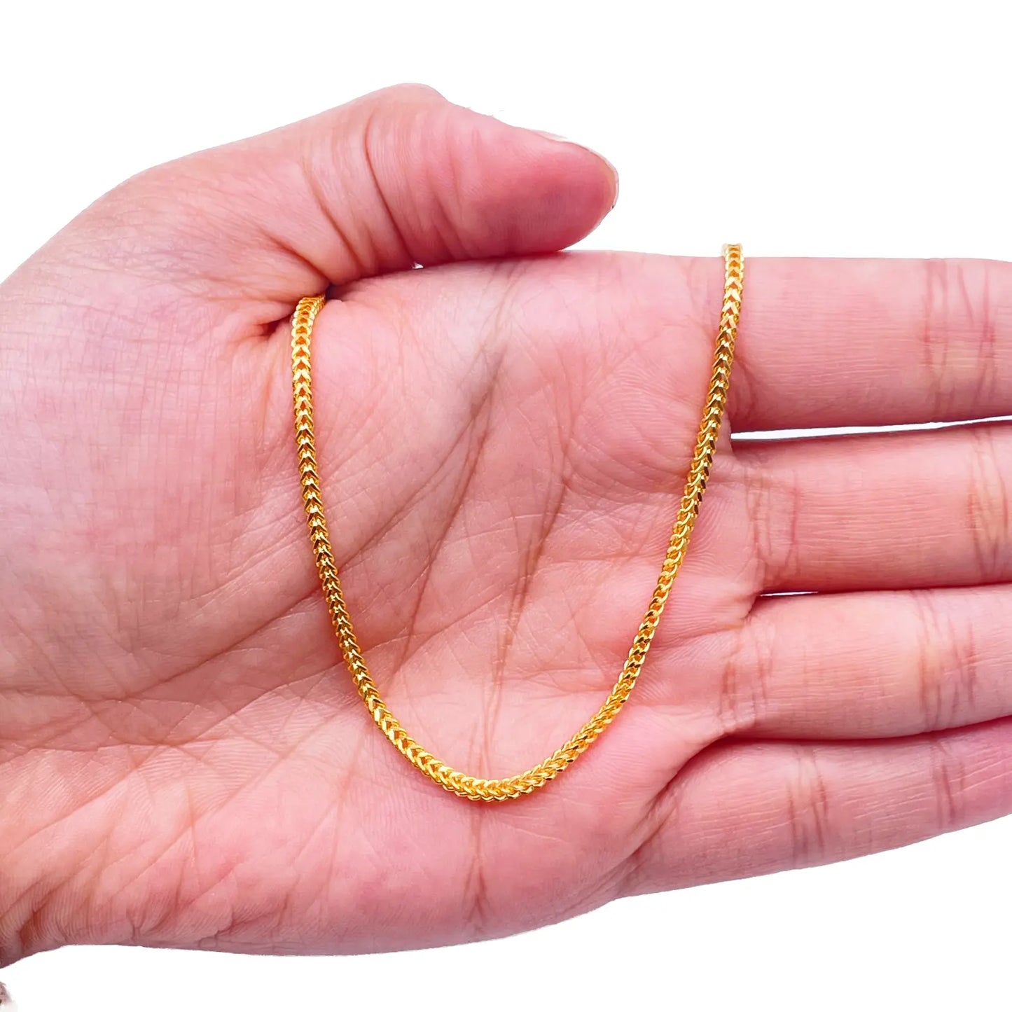 22ct Yellow Gold Foxtail Chain Necklace 18''Inches 2.0mm Width 