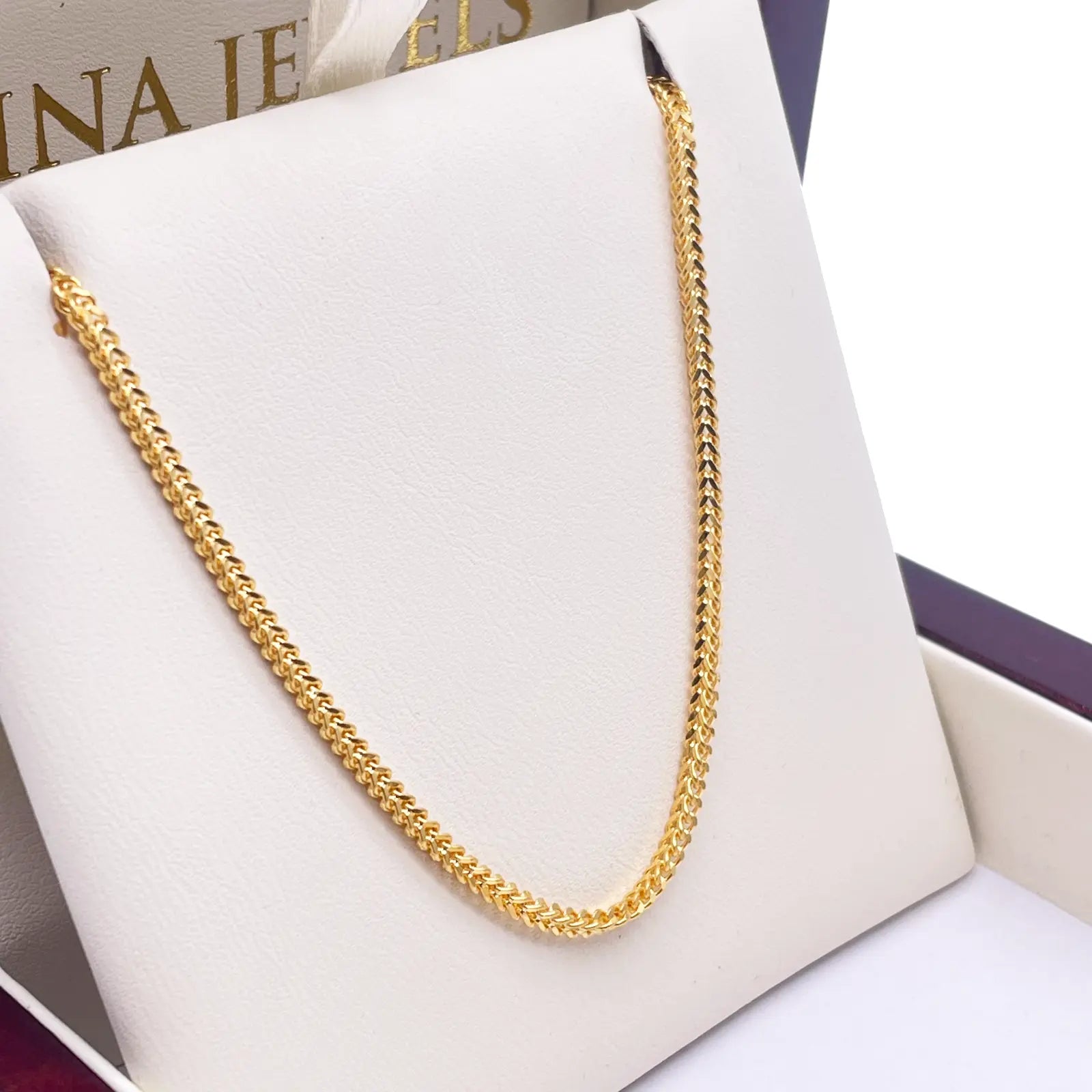 22ct Yellow Gold Foxtail Chain Necklace 18''Inches 2.0mm Width 