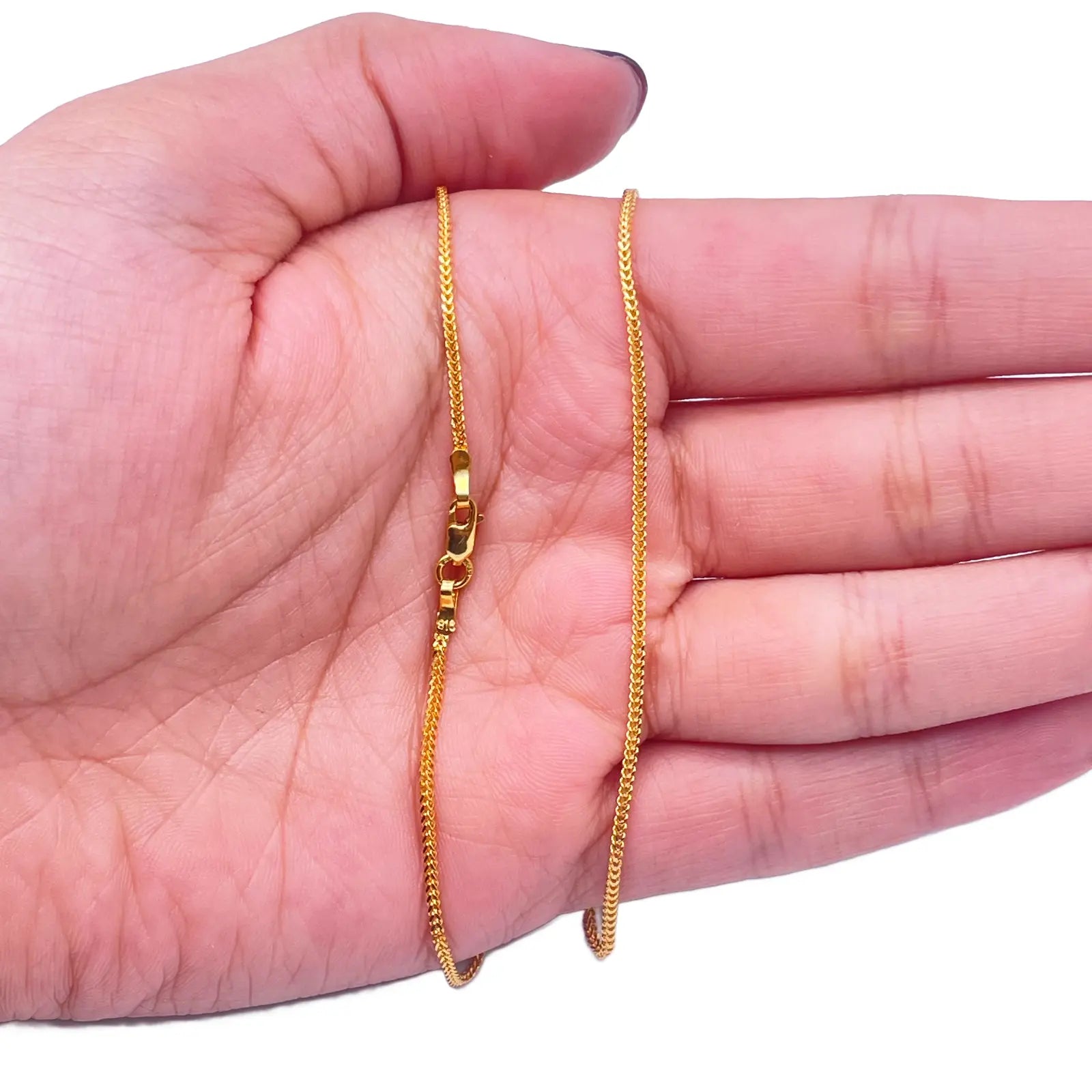 22ct Yellow Gold Foxtail Chain Necklace 20'' inches 1.2mm Width 