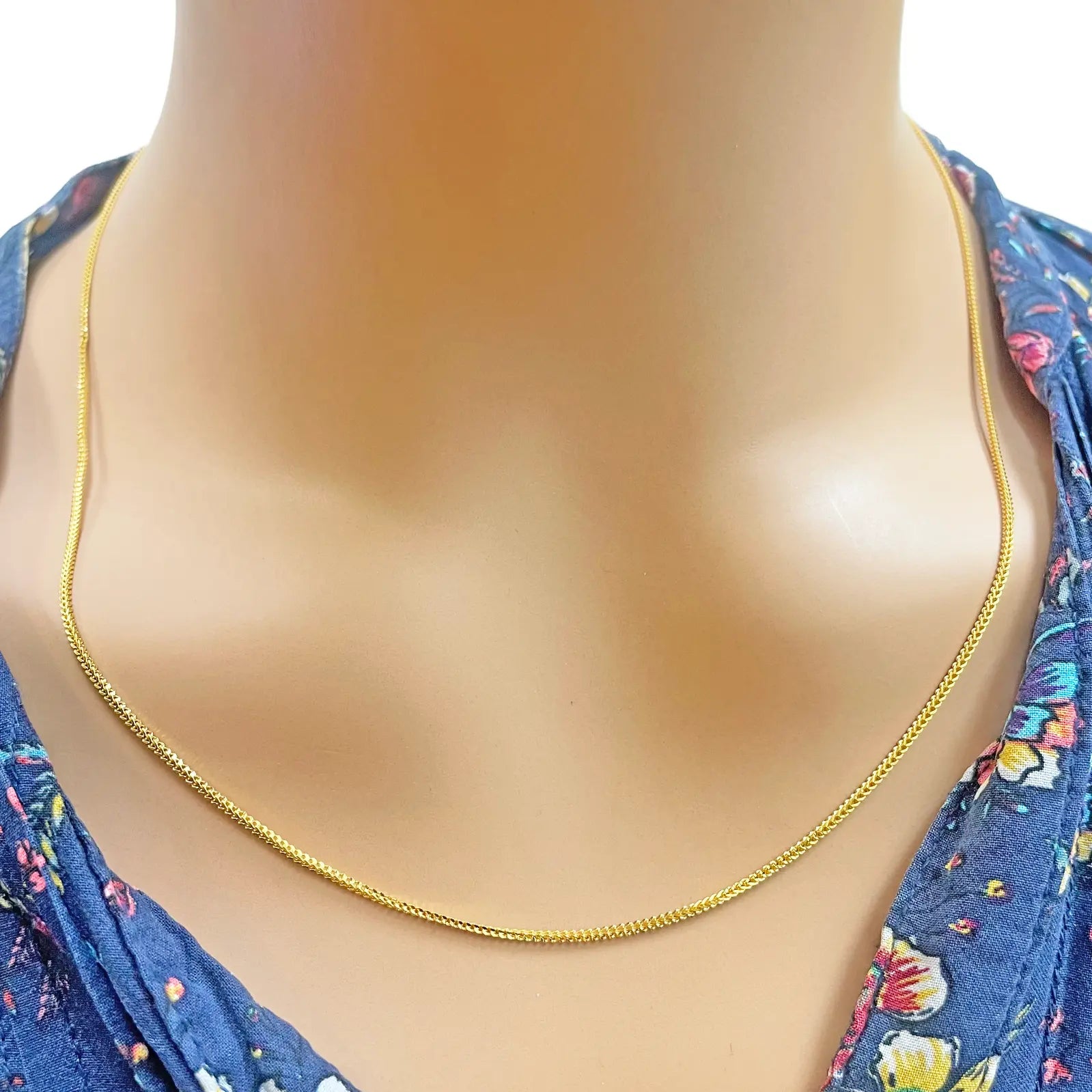 22ct Yellow Gold Foxtail Chain Necklace 20'' inches 1.2mm Width 