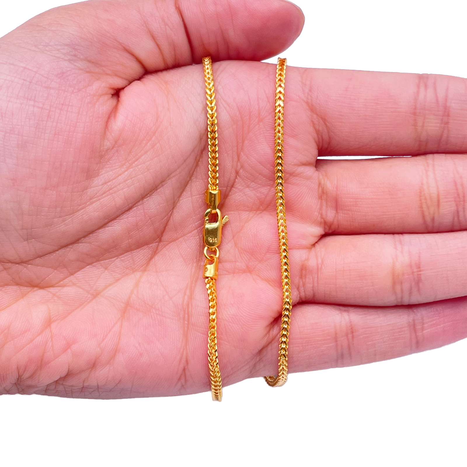 22ct Yellow Gold Foxtail Chain Necklace 22 Inches 2.0mm Width 