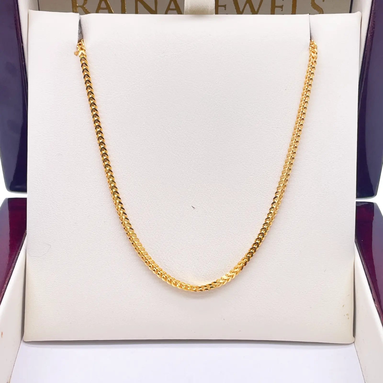 22ct Yellow Gold Foxtail Chain Necklace 22''inches 1.8mm Width 
