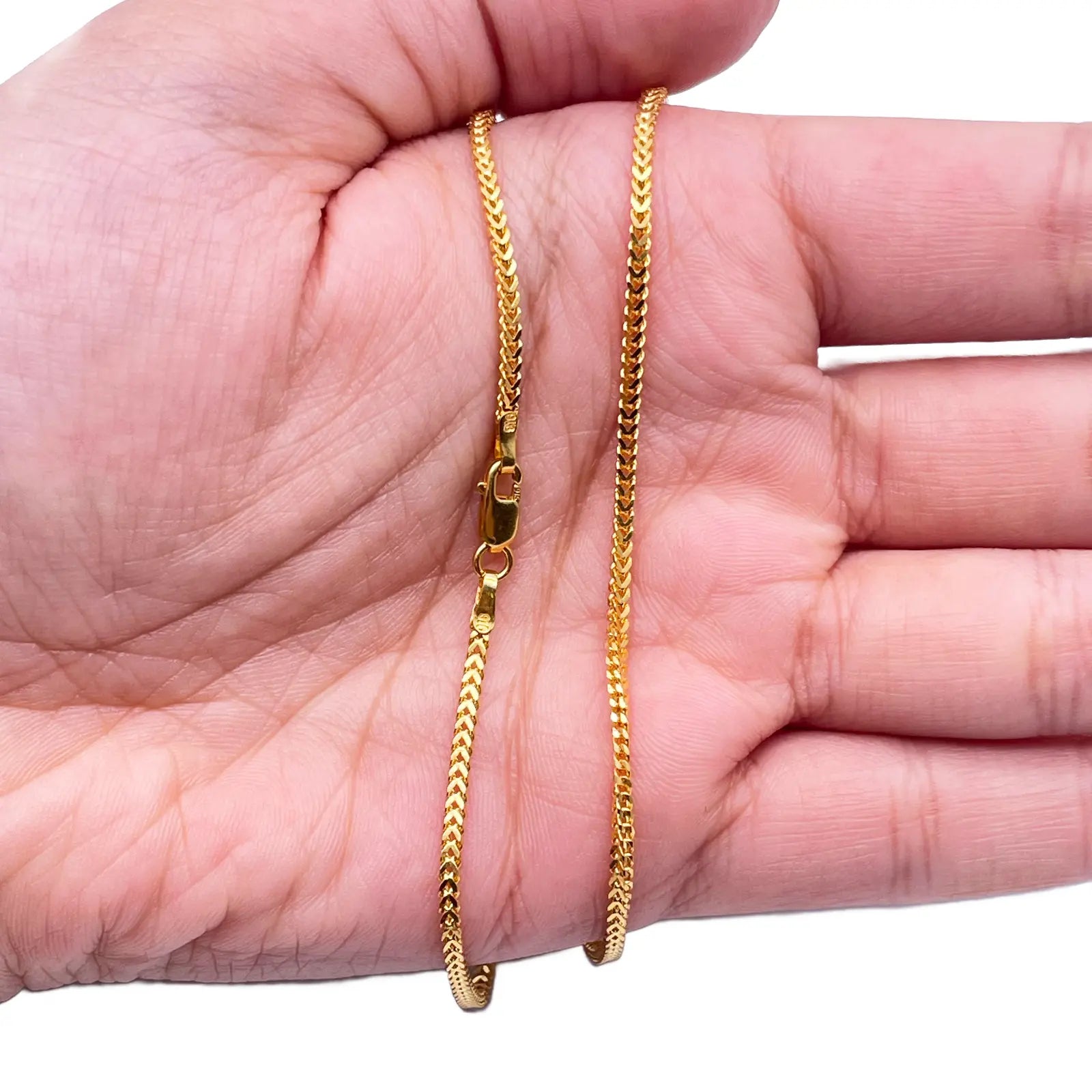 22ct Yellow Gold Foxtail Chain Necklace 22''inches 1.8mm Width 
