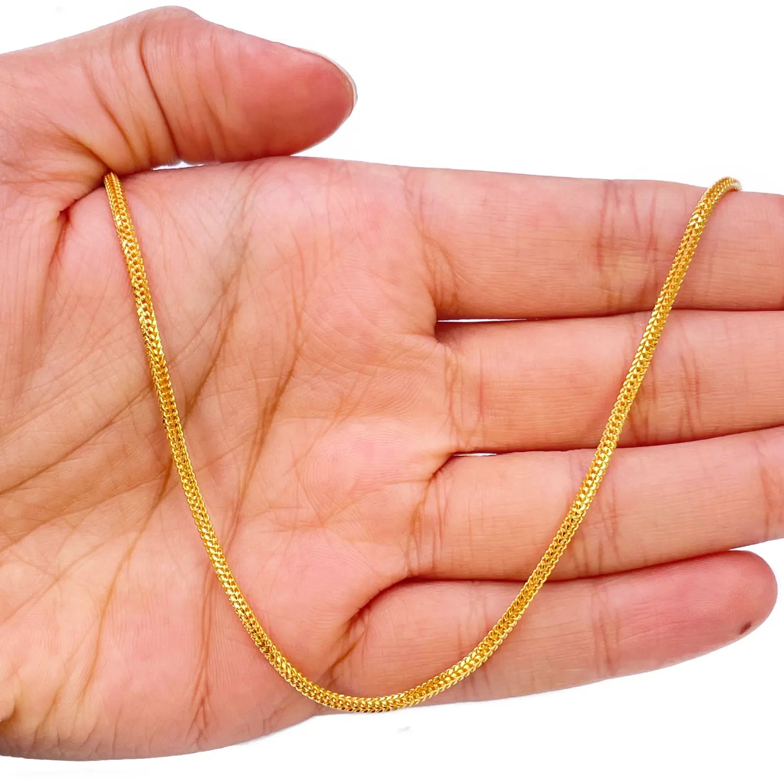22ct Yellow Gold Foxtail Dragon Chain Necklace 18 Inches 2mm Width 