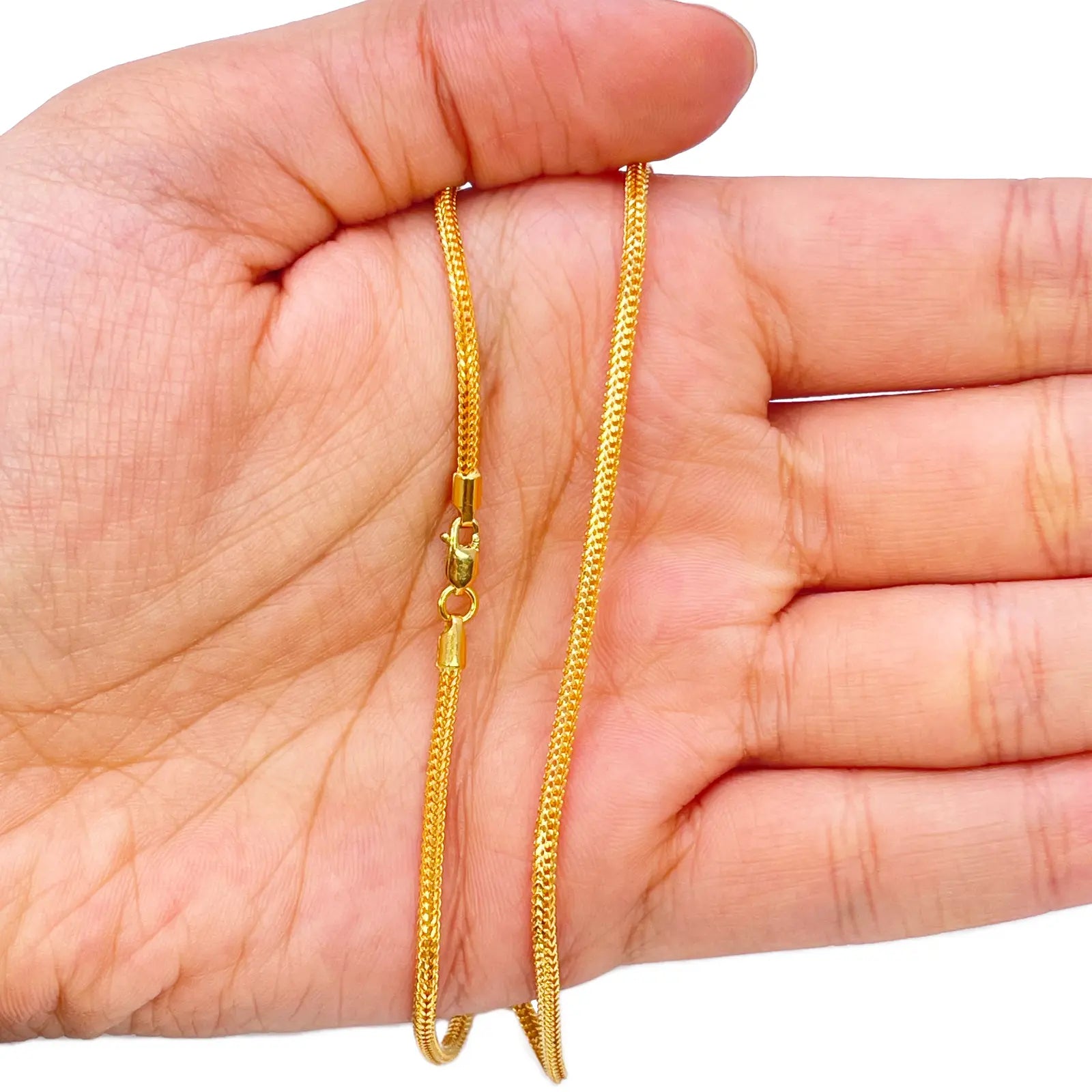 22ct Yellow Gold Foxtail Dragon Chain Necklace 18 Inches 2mm Width 