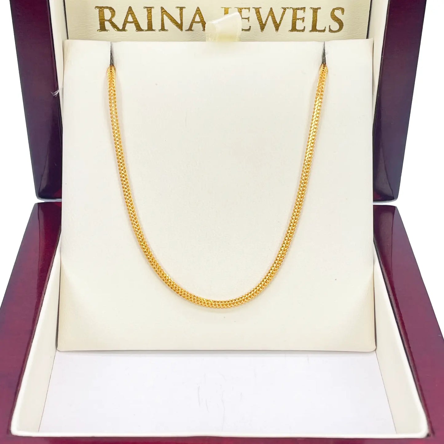 22ct Yellow Gold Foxtail Dragon Chain Necklace 18 Inches 2mm Width 