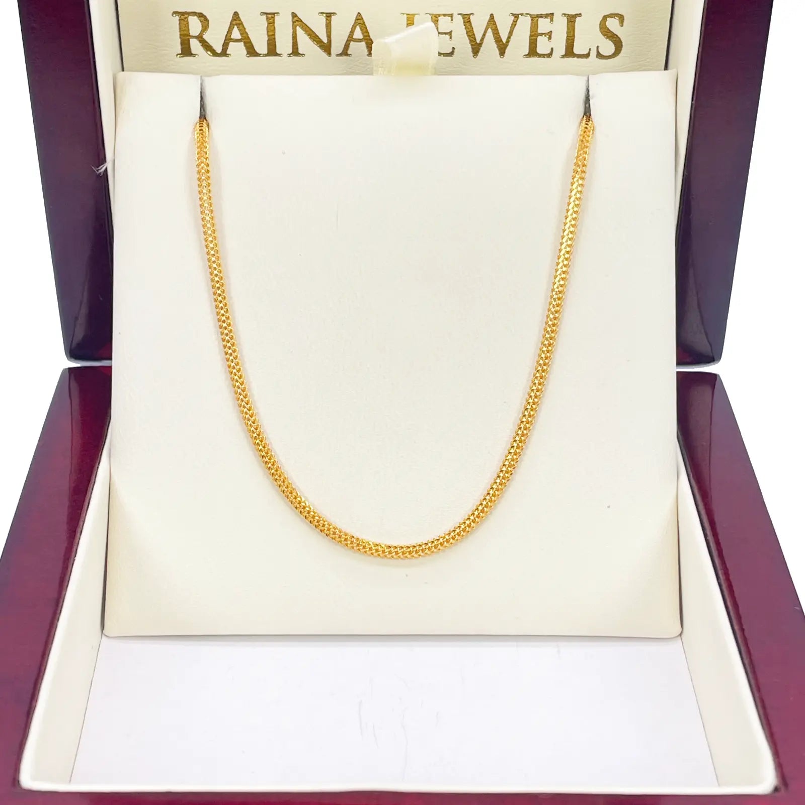 22ct Yellow Gold Foxtail Dragon Chain Necklace 18 Inches 2mm Width 